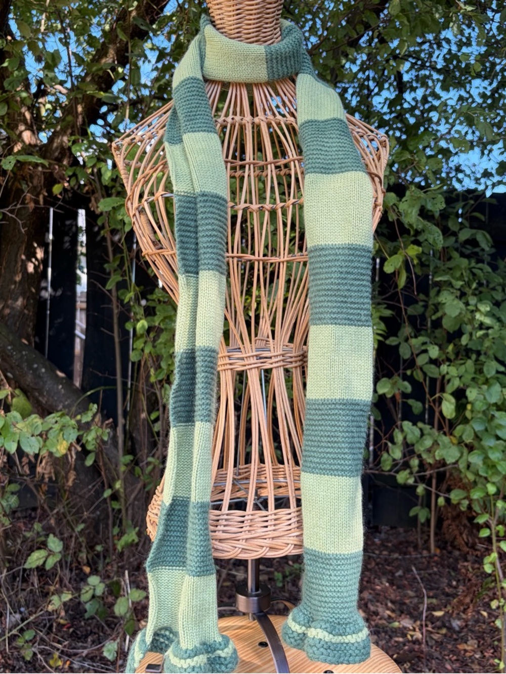 Green y2k Striped Scarf